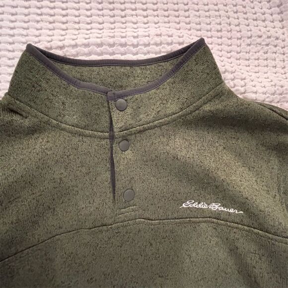 Eddie Bauer Men's Green  1/4 Snap Pullover Sweater L - Picture 4 of 6